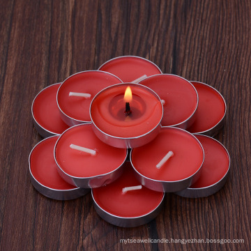 Wholesale Round Shape Red Color Scented Tealight Candles with Rose Fragrance